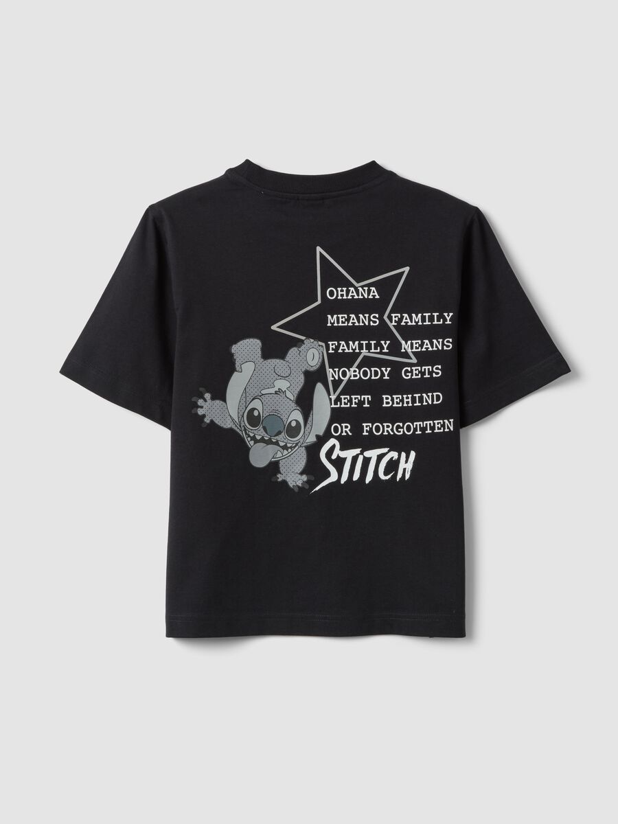 Schwarzes Boxy-Fit T-Shirt aus reiner Baumwolle mit Lilo & Stitch Print f&uuml;r M&auml;dchen_5