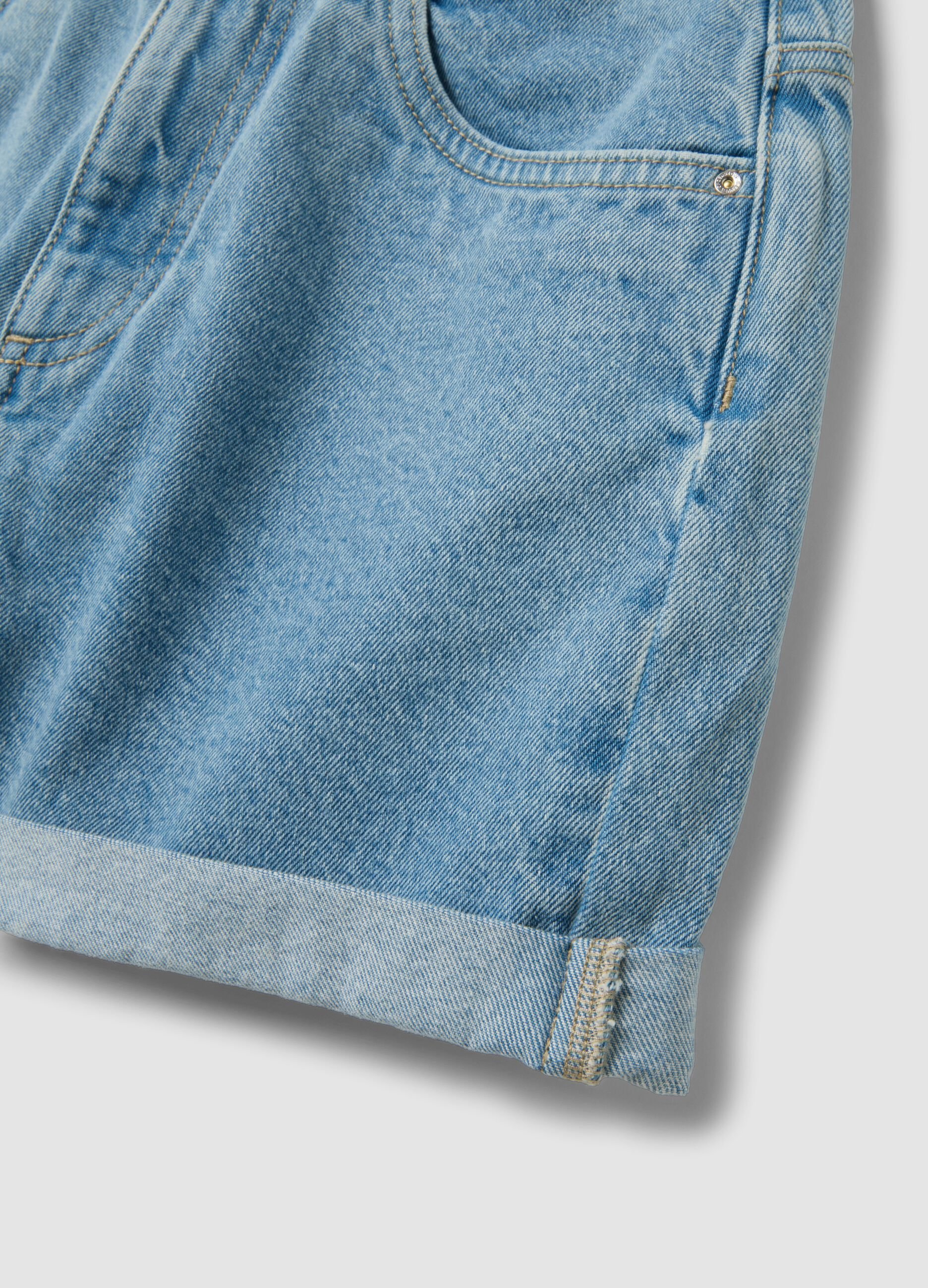 Light blue pure cotton denim shorts
