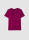 Purple pure cotton V-neck T-shirt regular fit_0
