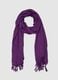 Purple viscose and linen blend scarf with fringes_0