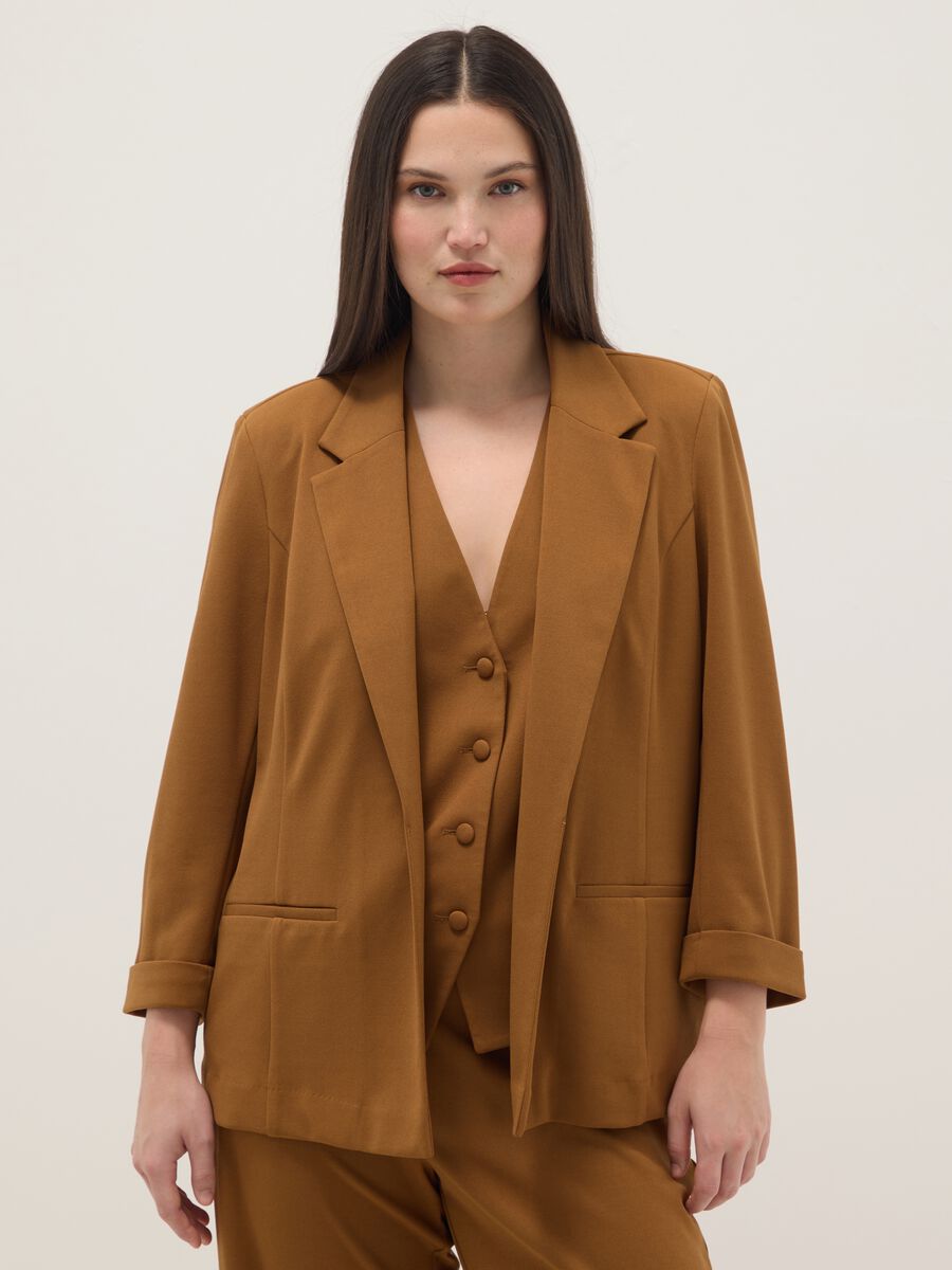 Brown Regular Fit Blazer_0