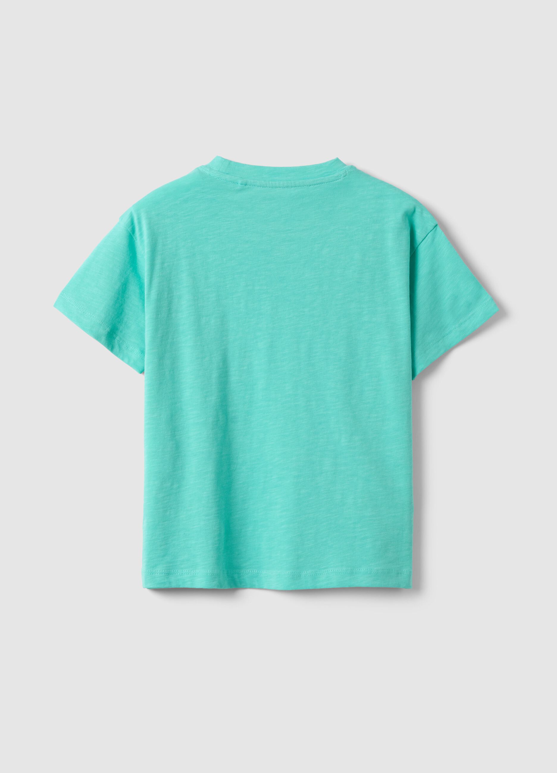 Children's regular fit pure cotton blue t-shirt with pocket