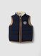 Blue padded gilet with zip and contrast trims_0
