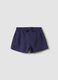 Regular fit blue pure cotton shorts for girls with bow_0