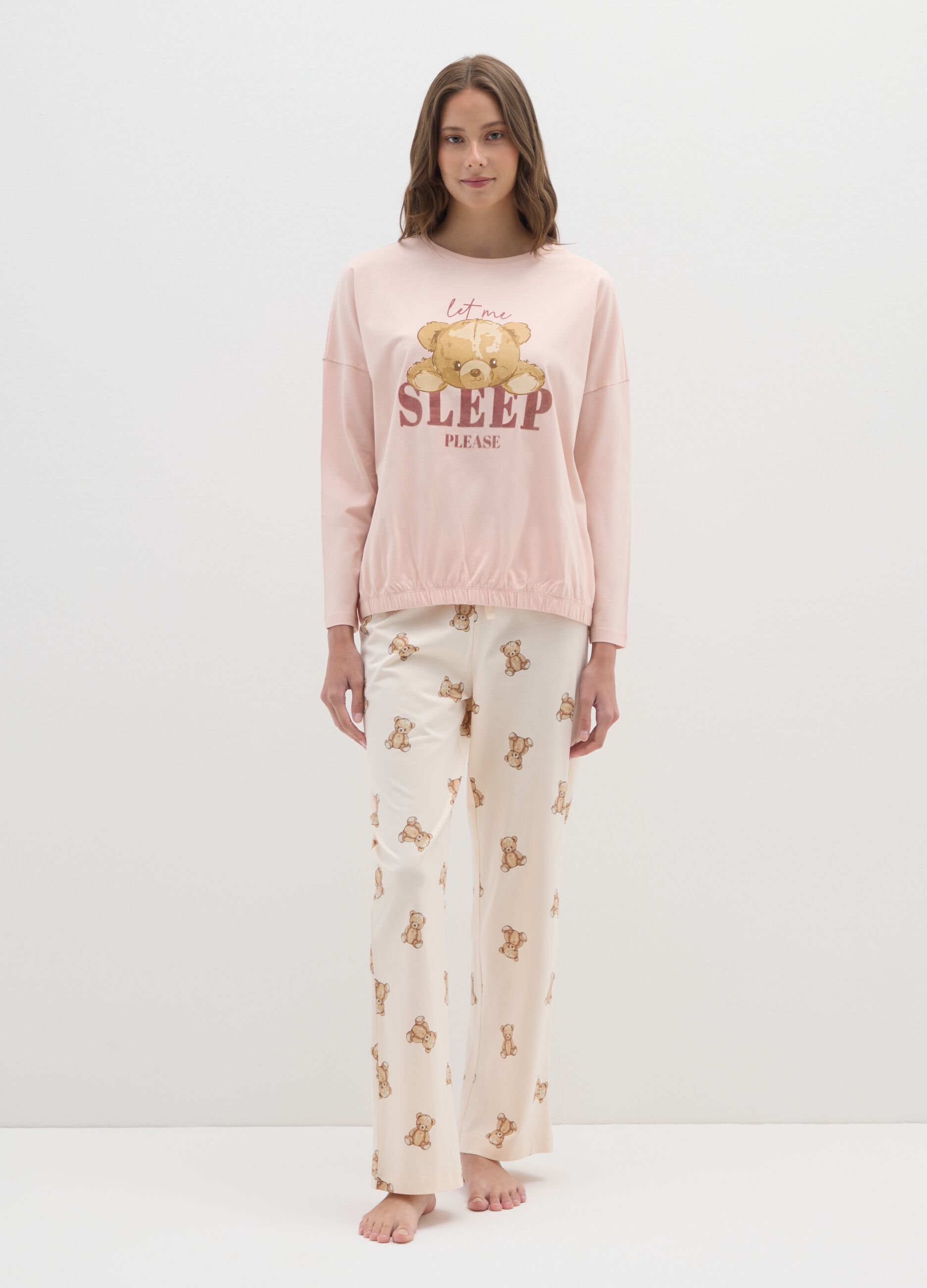 Multicoloured pure cotton pyjamas with print