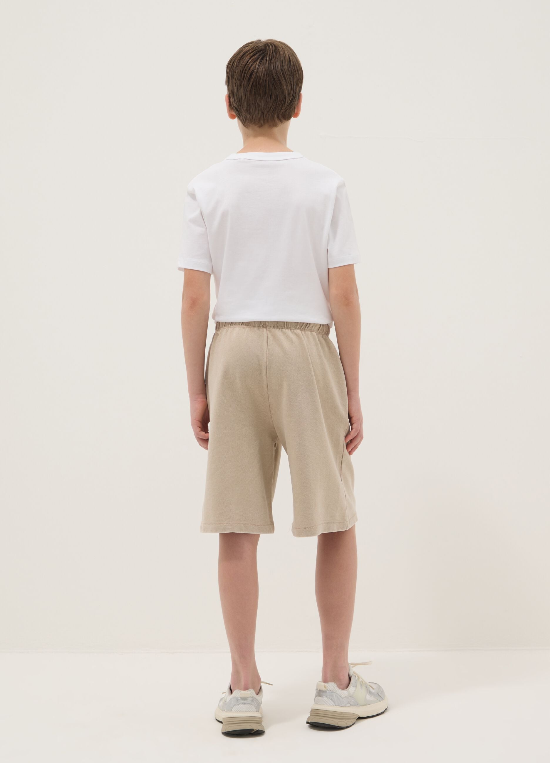 Boys' comfort fit pure cotton beige shorts
