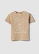 Beige Stretch Cotton Kids T-shirt with Winnie Embroidery_0