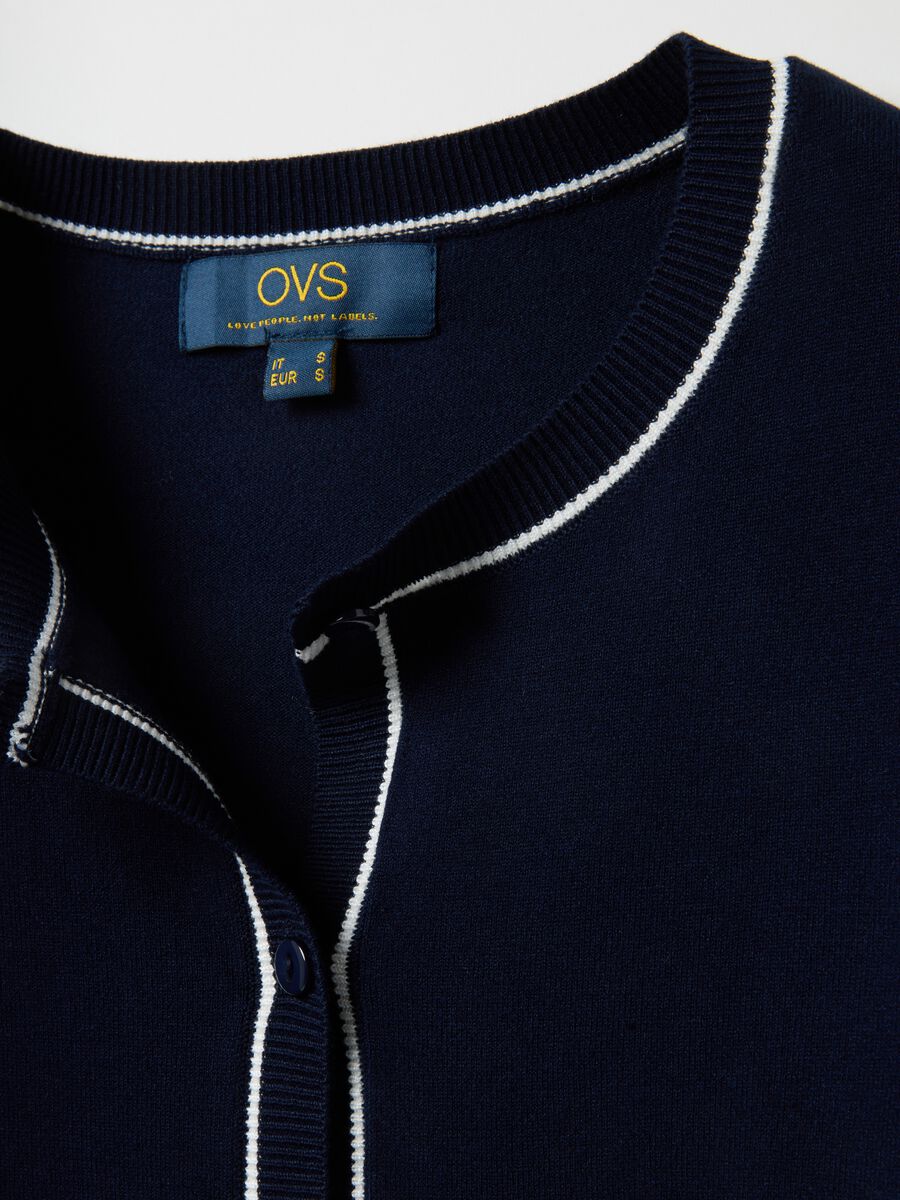 Regular fit blue viscose blend cardigan with buttons_5