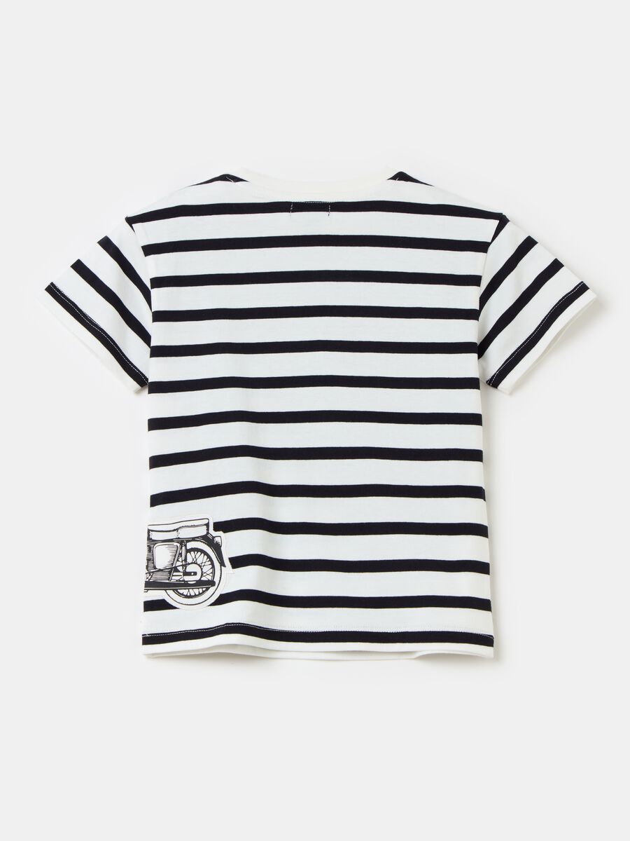 T-shirt in cotone a righe con patch_1