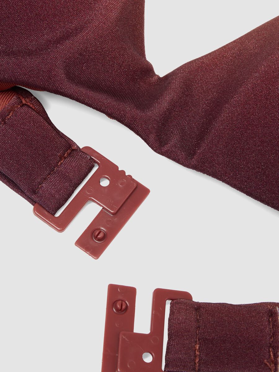 Top bikini in tessuto elasticizzato marrone con effetto sfumato_1