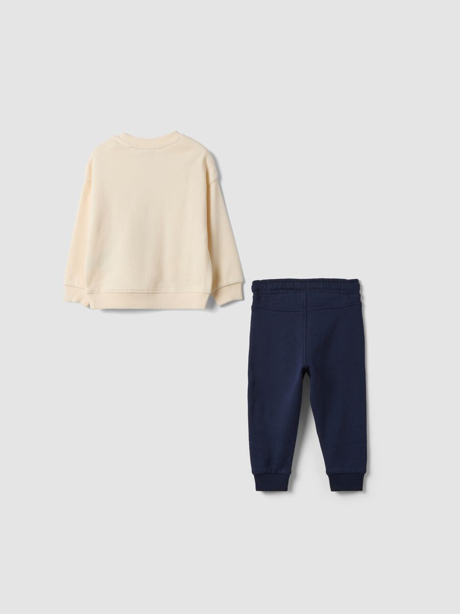 Completo jogging beige in puro cotone con girocollo_1