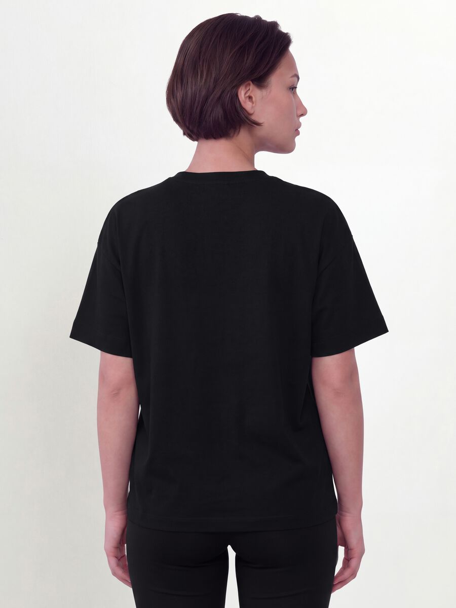 Schwarzes Rundhals-T-Shirt aus elastischem Baumwoll-Modal-Mix, Regular Fit_2