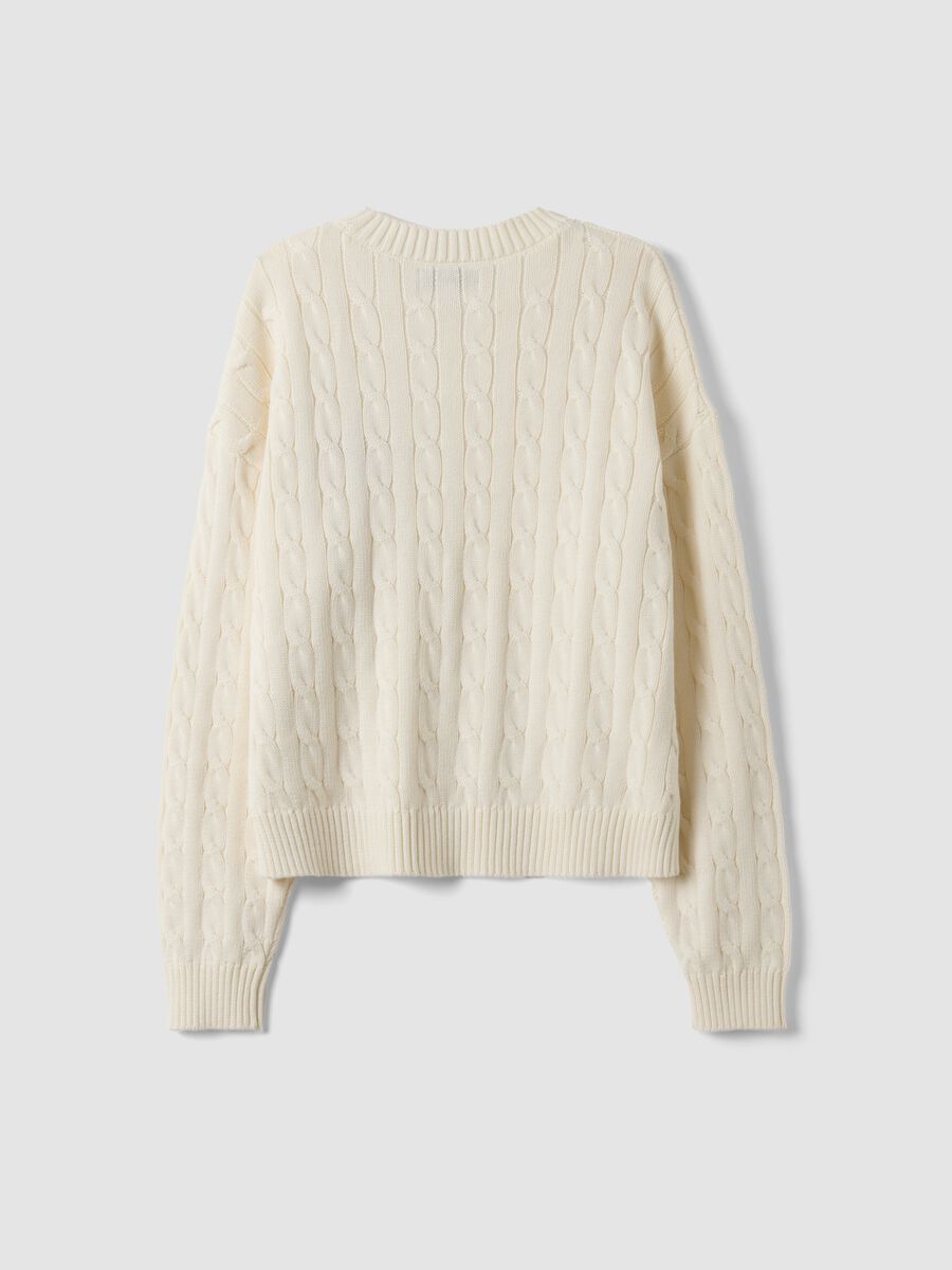 White pure-cotton cable-knit jumper with croissant embroidery_6