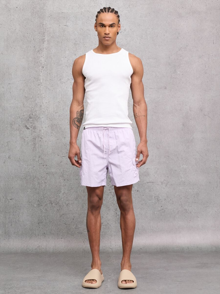 Pastel Lilac Cargo Swim Shorts_0