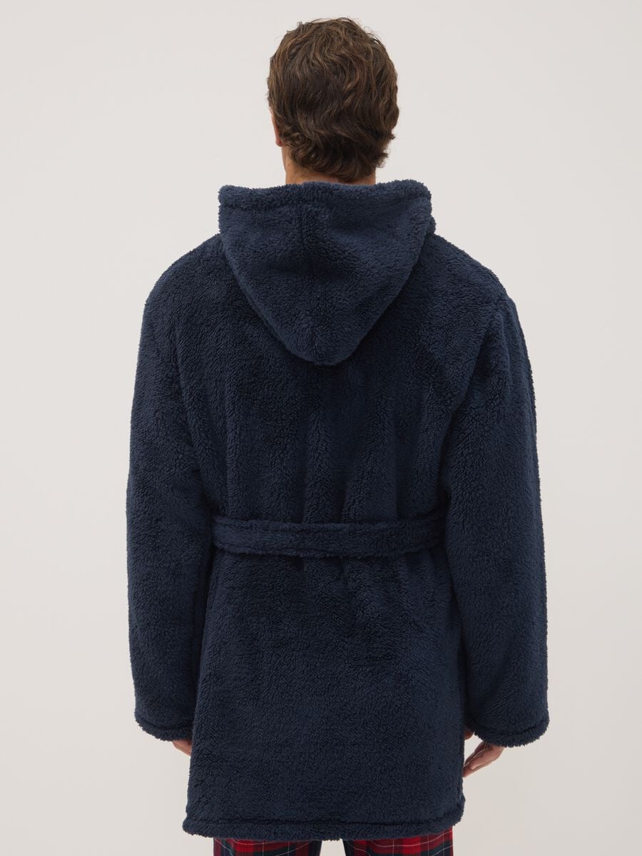 Vestaglia blu navy con cappuccio e cintura_3