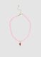 Pink Beaded Necklace with Strawberry Pendant_0
