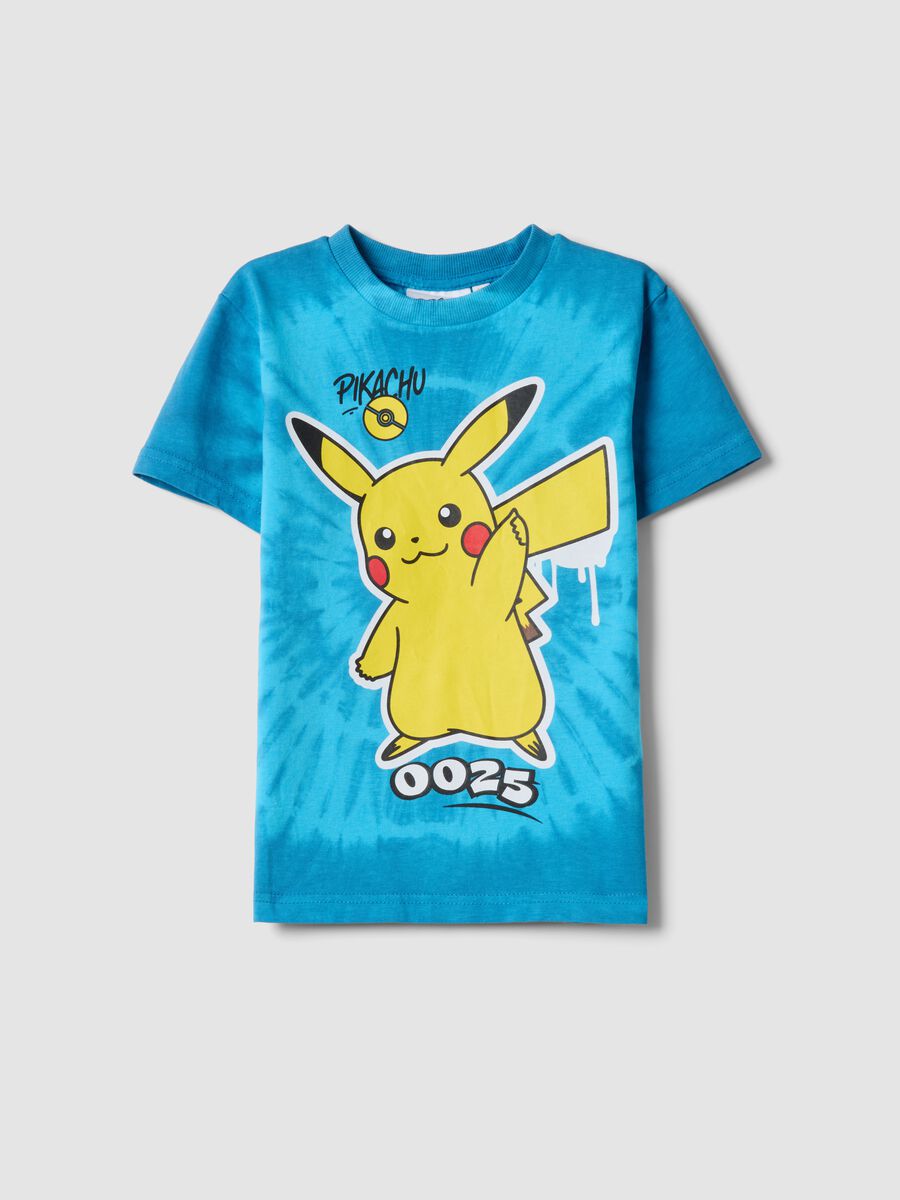 Blue pure cotton regular fit kids' t-shirt with Pikachu_0