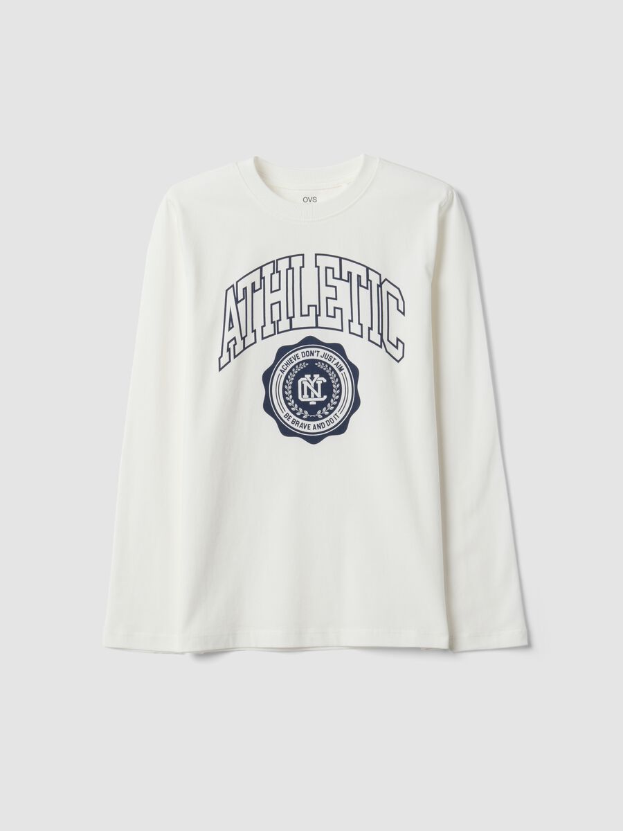 White organic cotton graphic-print T-shirt for boys_0