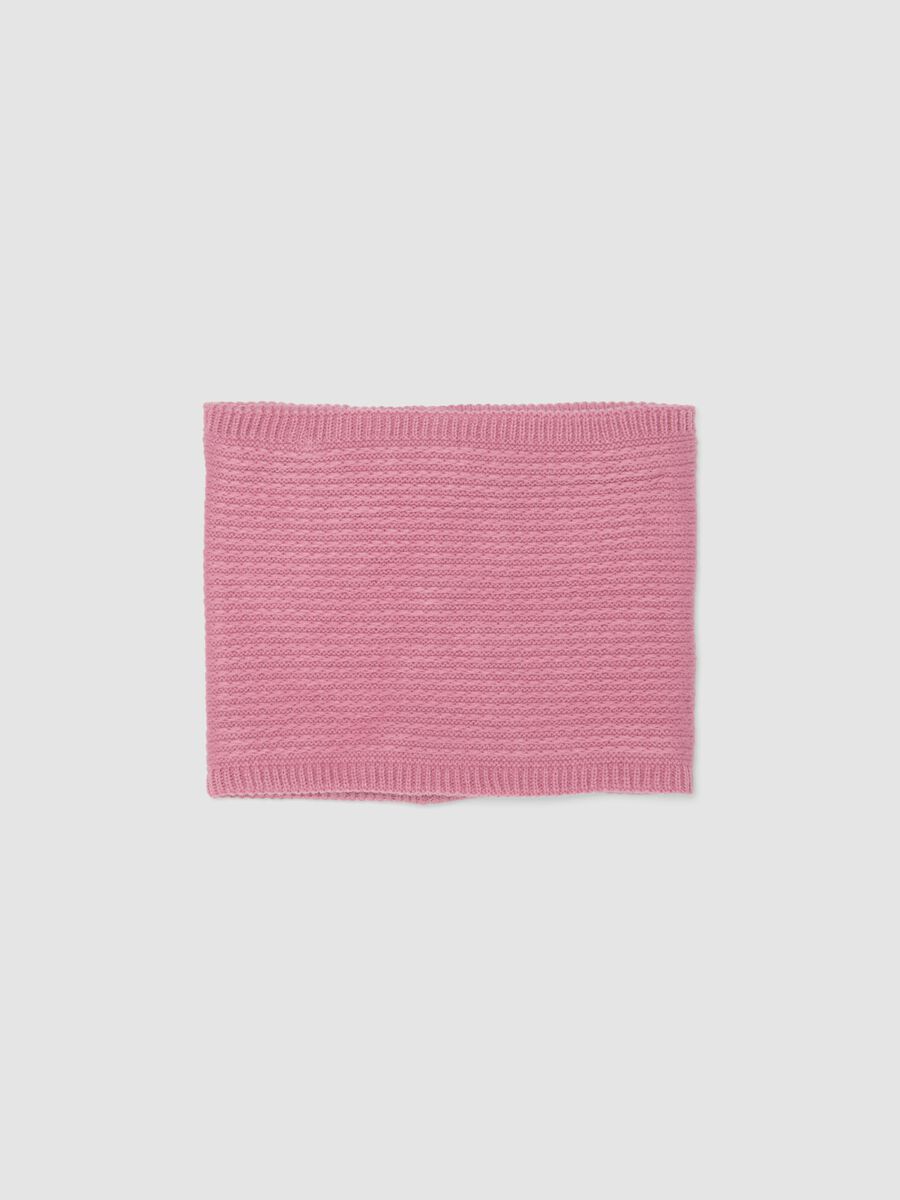 Pink knitted snood scarf_0