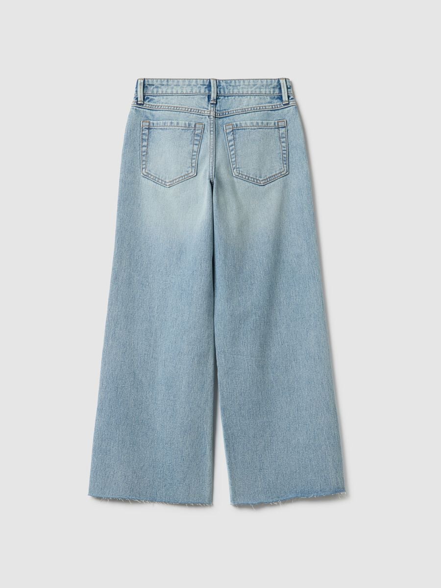 M&auml;dchen-Jaens aus reinem Baumwollstoff in Himmelblau, wide leg_4