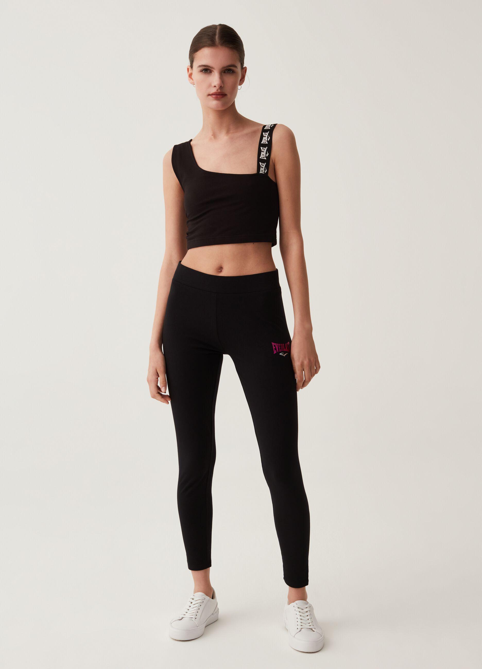 EVERLAST Woman's Black Stretch cotton leggings with Everlast print