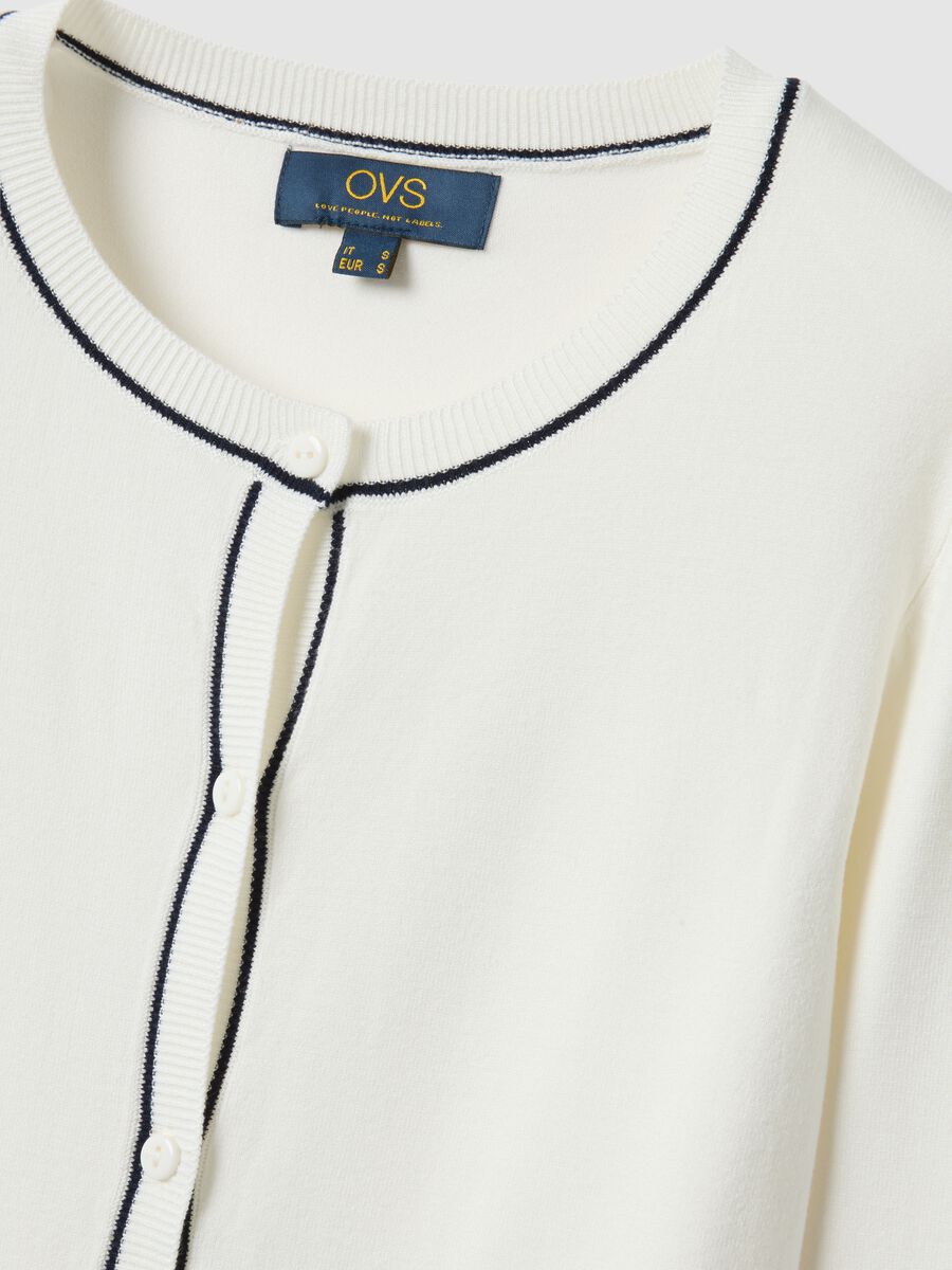 White viscose blend regular fit cardigan with buttons_5