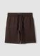 Brown cotton-blend shorts with elasticated waist, regular fit_0