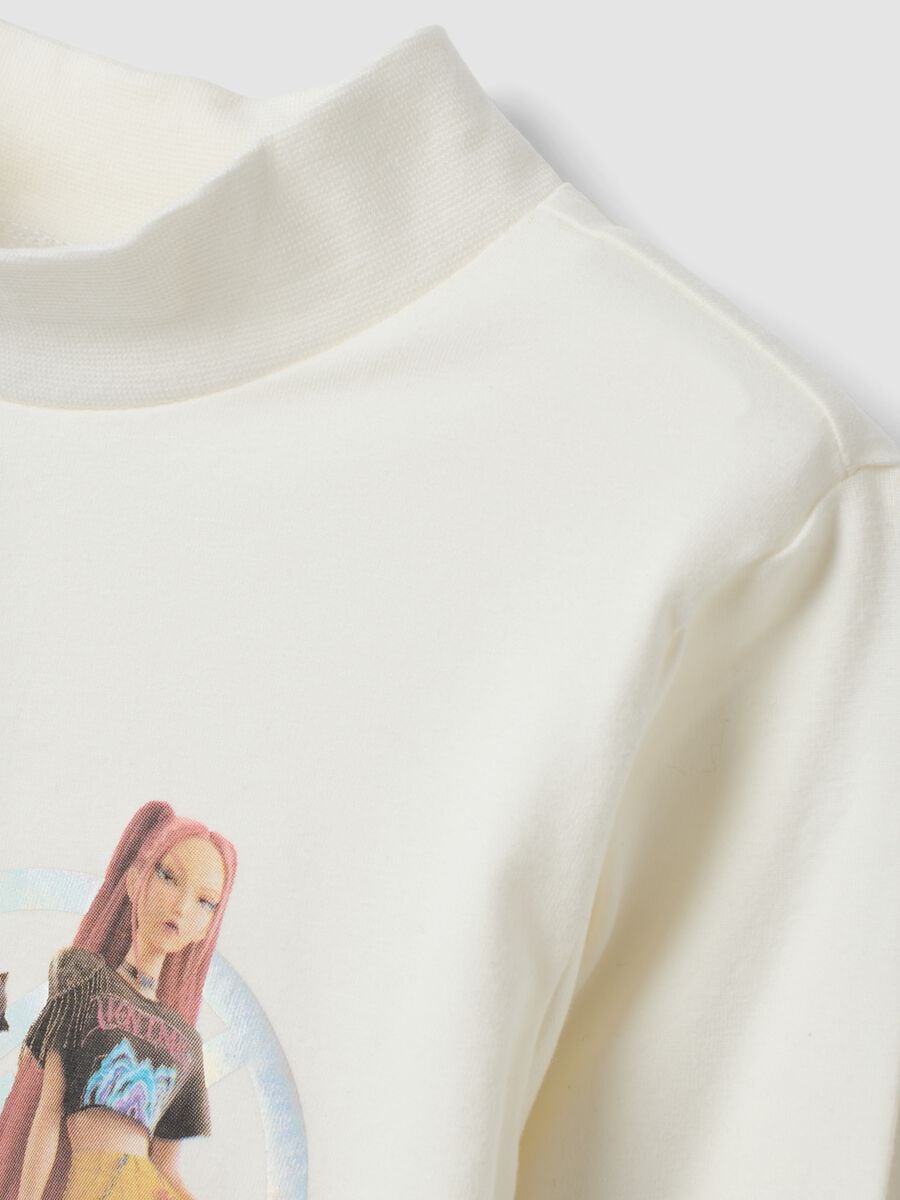 T-shirt branca em algod&atilde;o el&aacute;stico com estampado K-Pop Demon Hunters_2