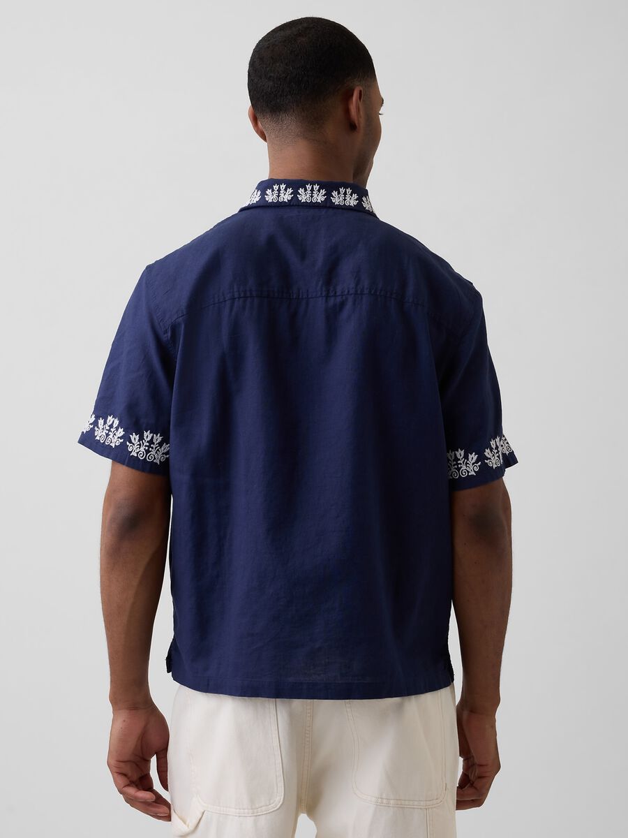 Linen and cotton blend shirt with embroidery_1