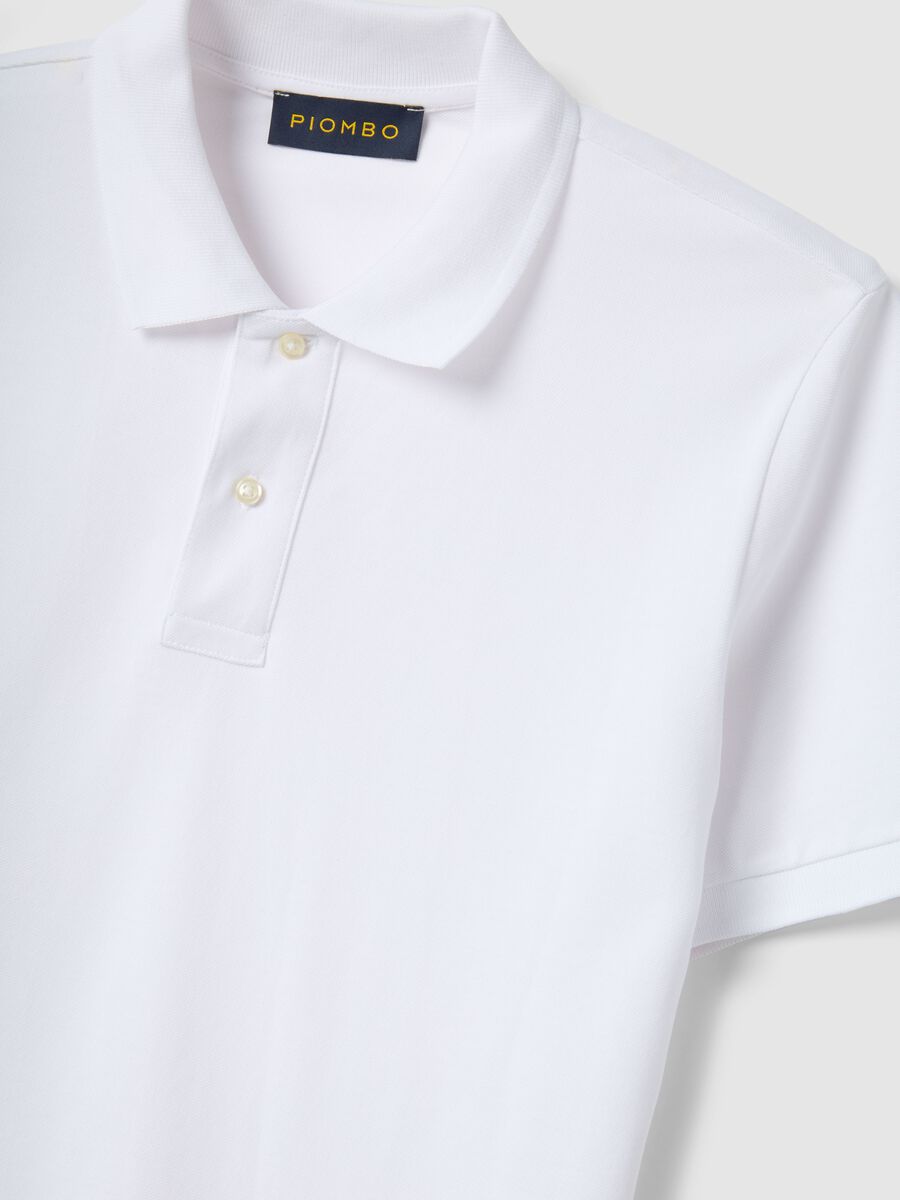 White regular fit pure cotton short sleeve polo_5