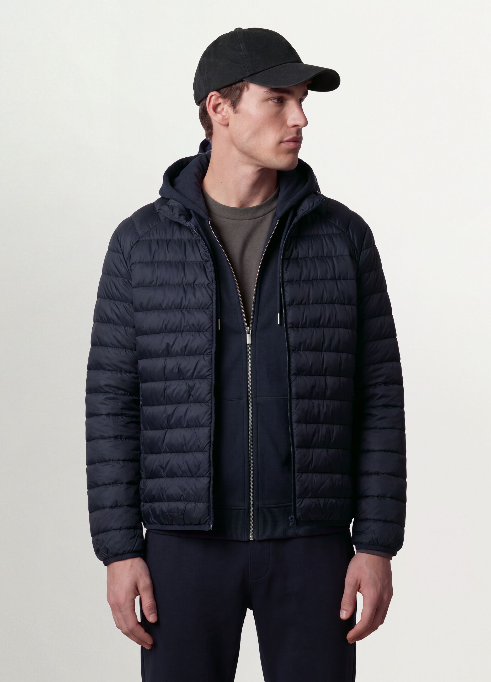 Blue Ultralight padded jacket, regular fit with zip