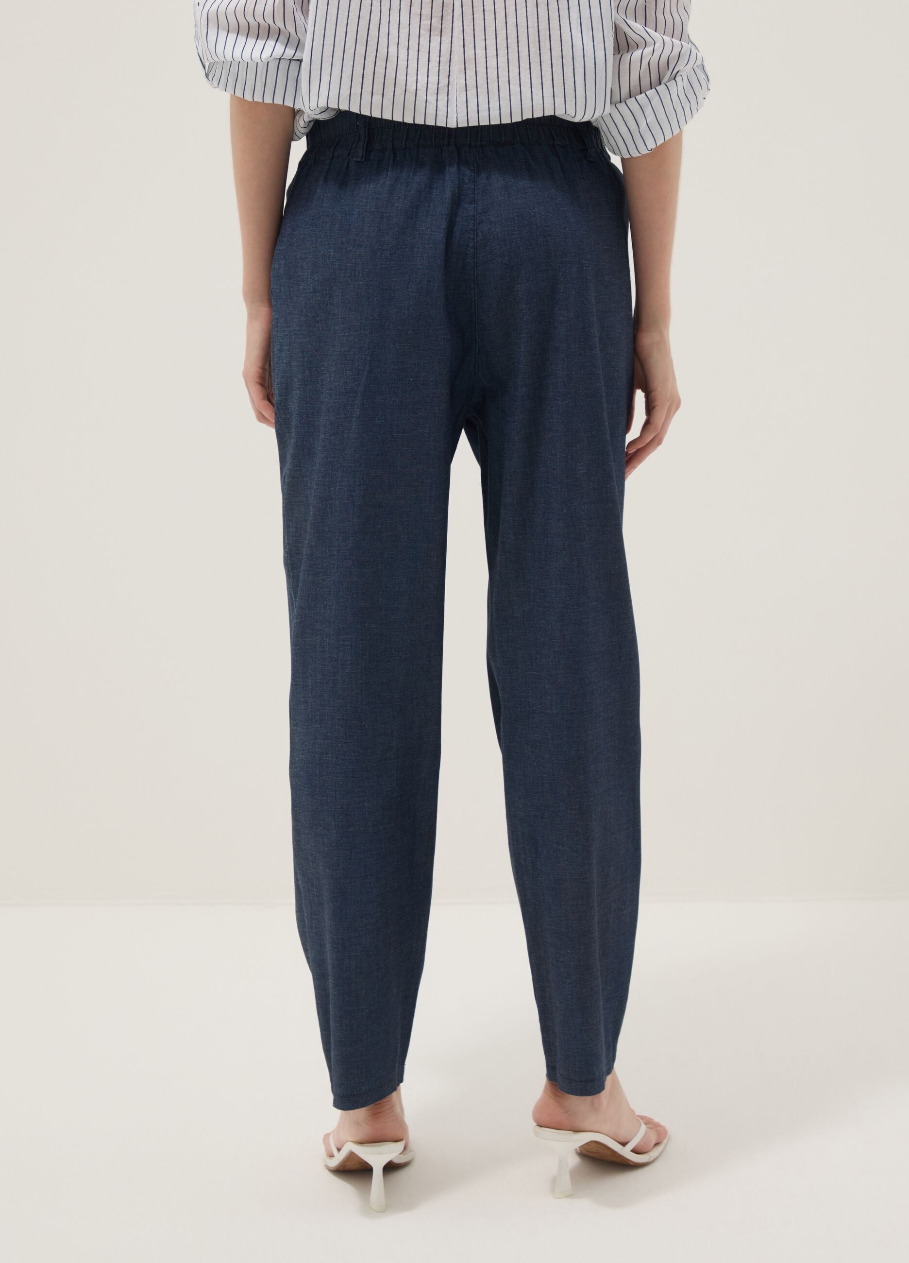 Blue stretch cotton trousers