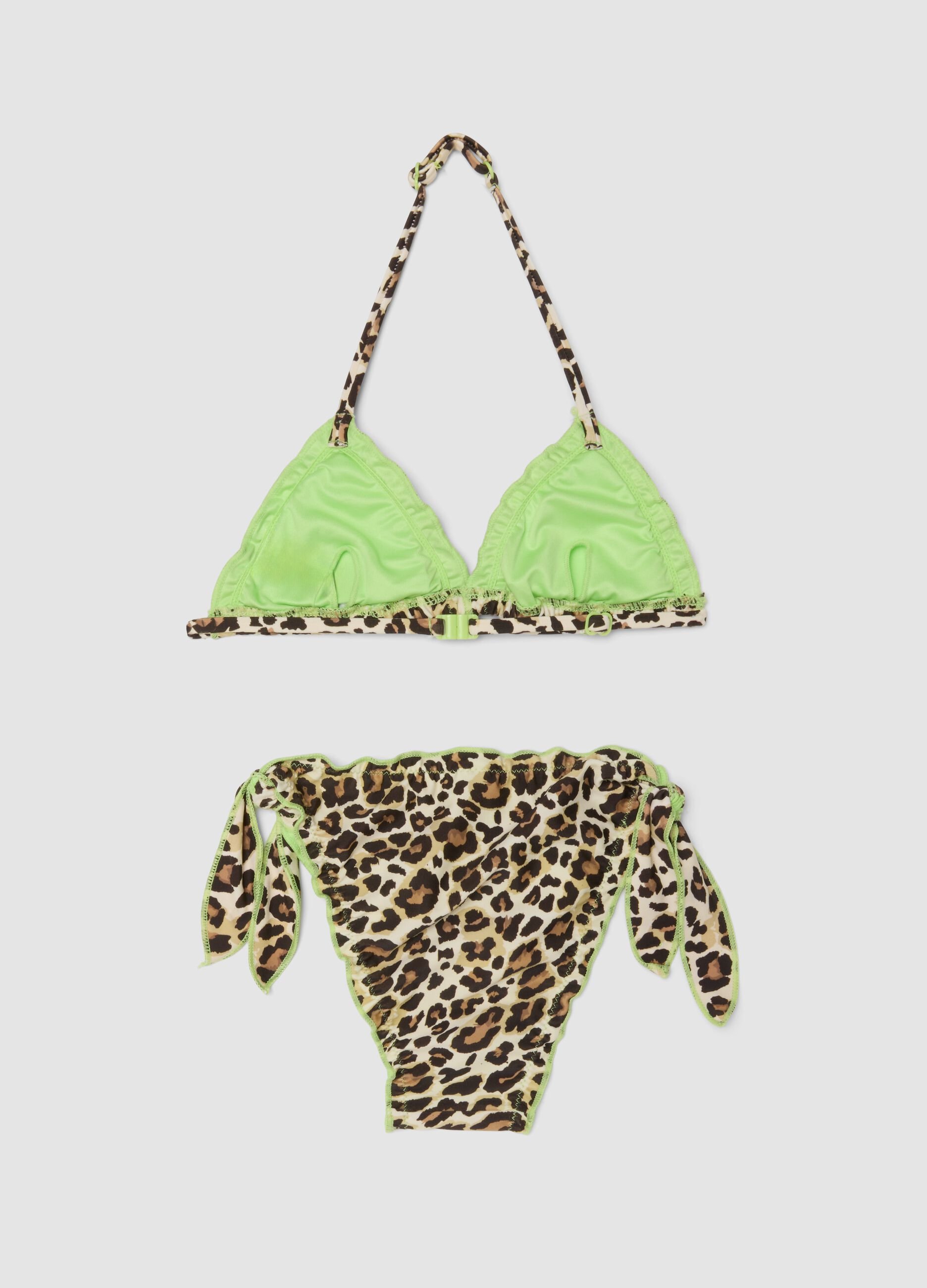 Bikini marrone a triangolo in tessuto elasticizzato