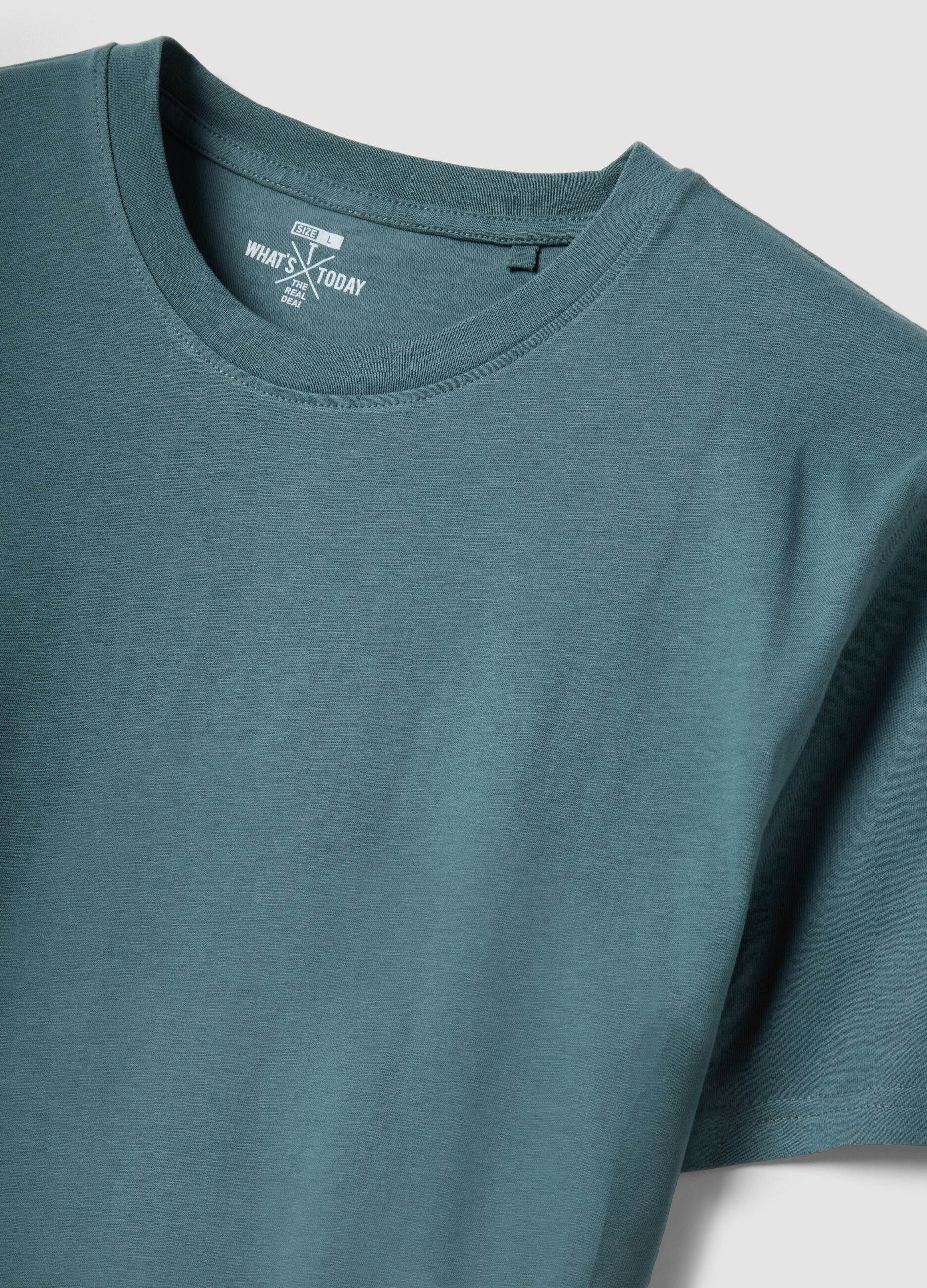 Gr&uuml;nes Kurzarm-T-Shirt aus reiner Baumwolle