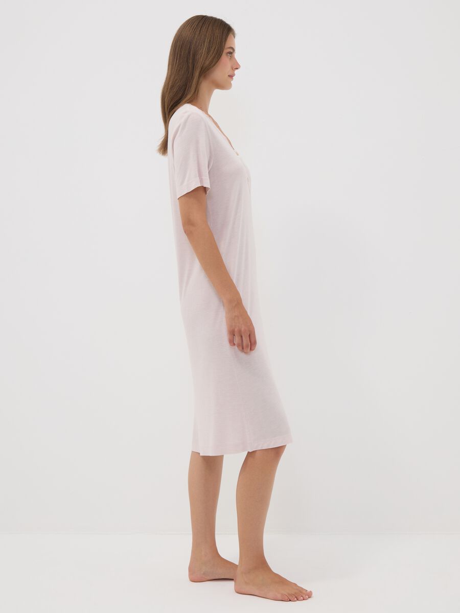 Pink pure viscose V-neck nightdress_2