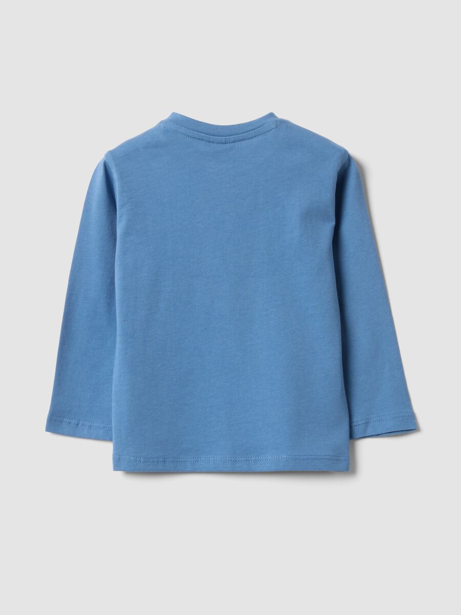 Blue pure organic cotton T-shirt with teddy bear print_1