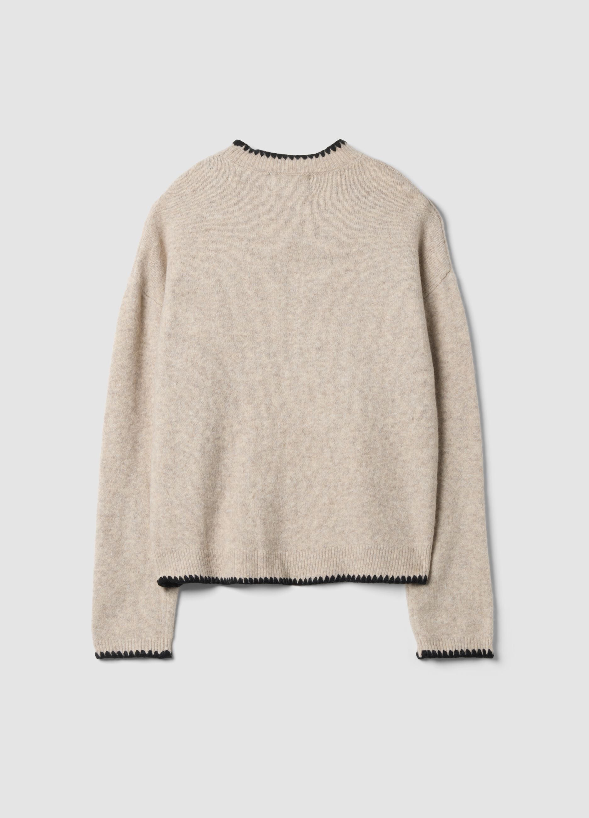 Beige stretch-wool oversized jumper