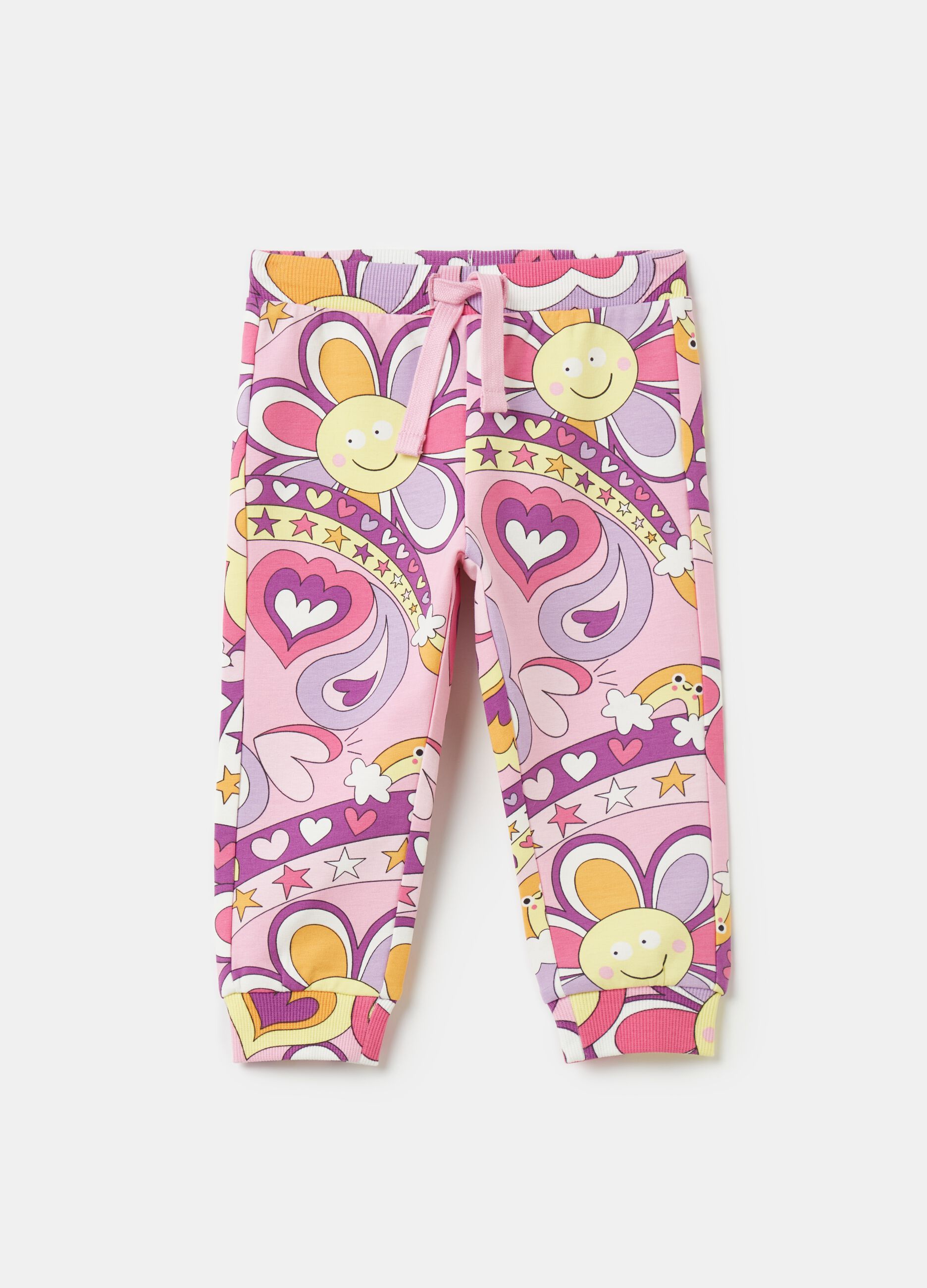 Fleece joggers with all-over print