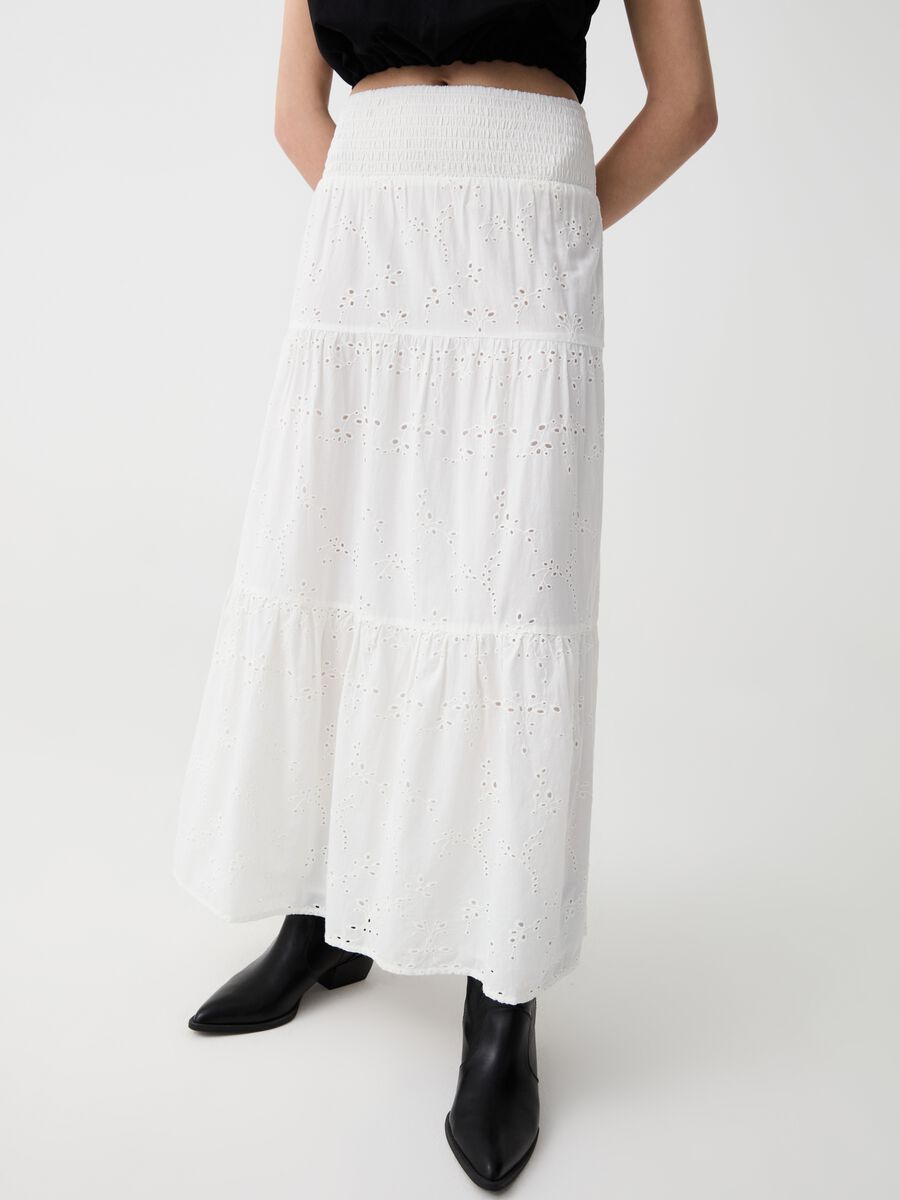 Long tiered skirt in broderie anglaise_1