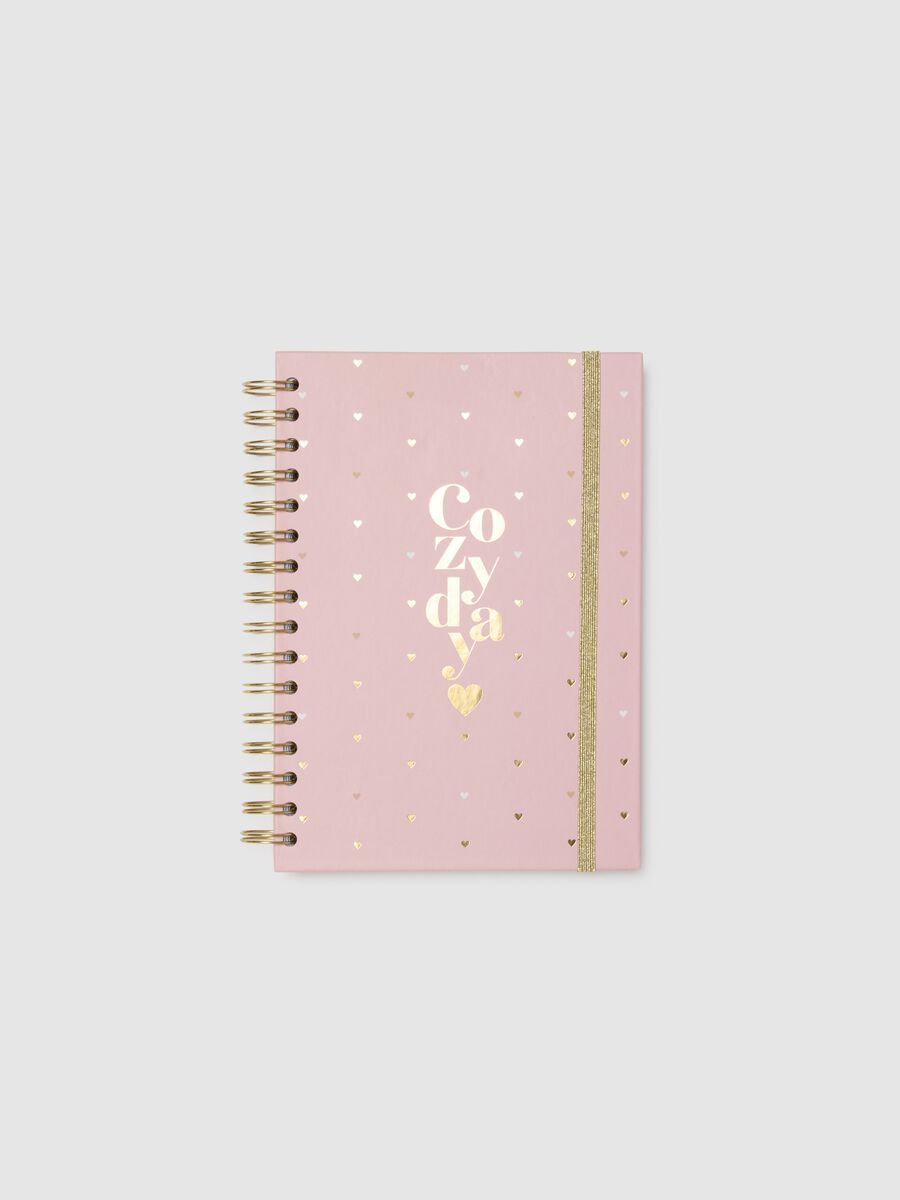 Pink Paper Notebook with Golden Hearts_0