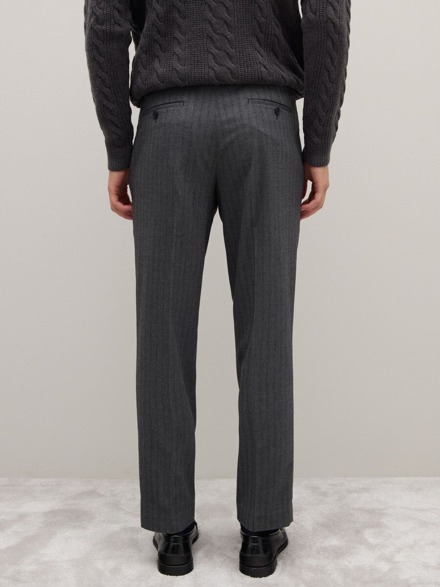 Grey Slim Fit Cotton Blend Trousers_3