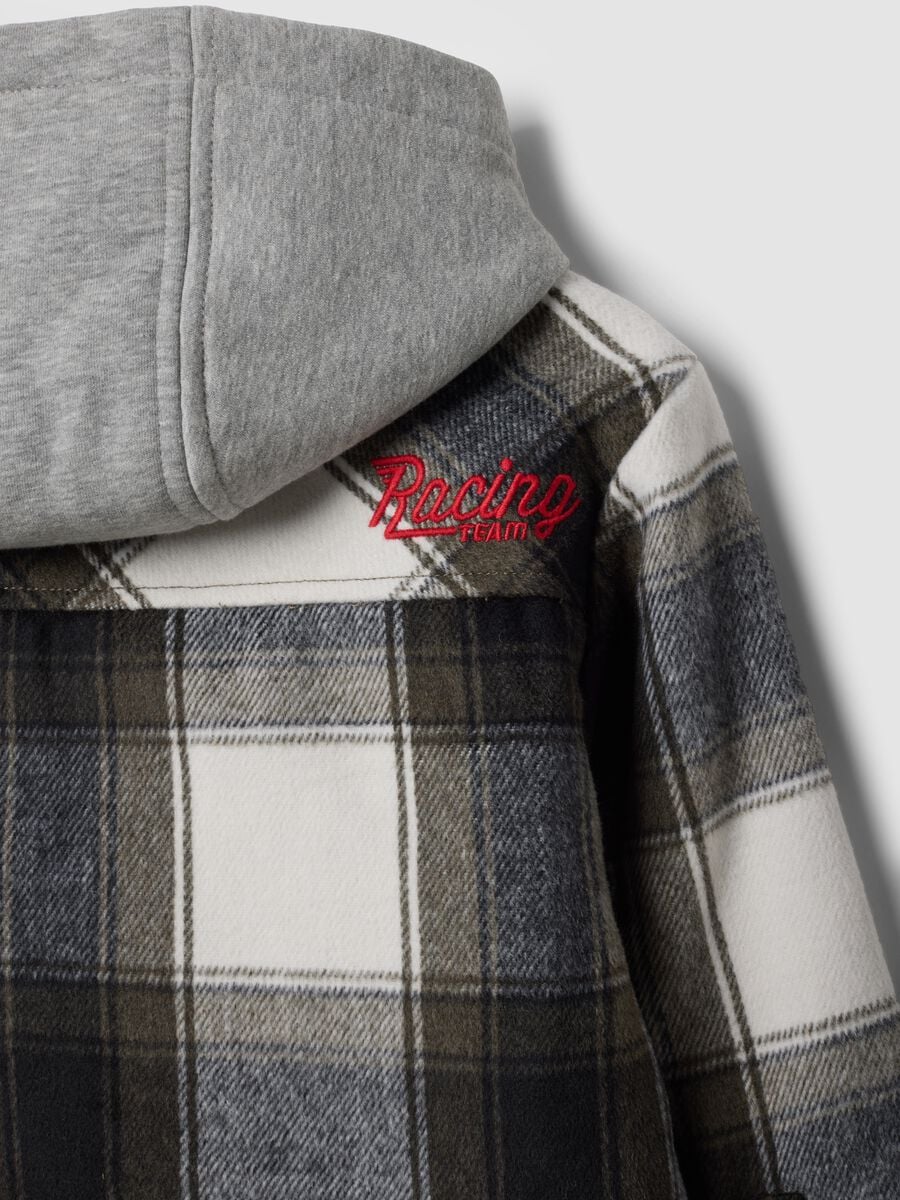 Grey checked hooded padded shacket_3