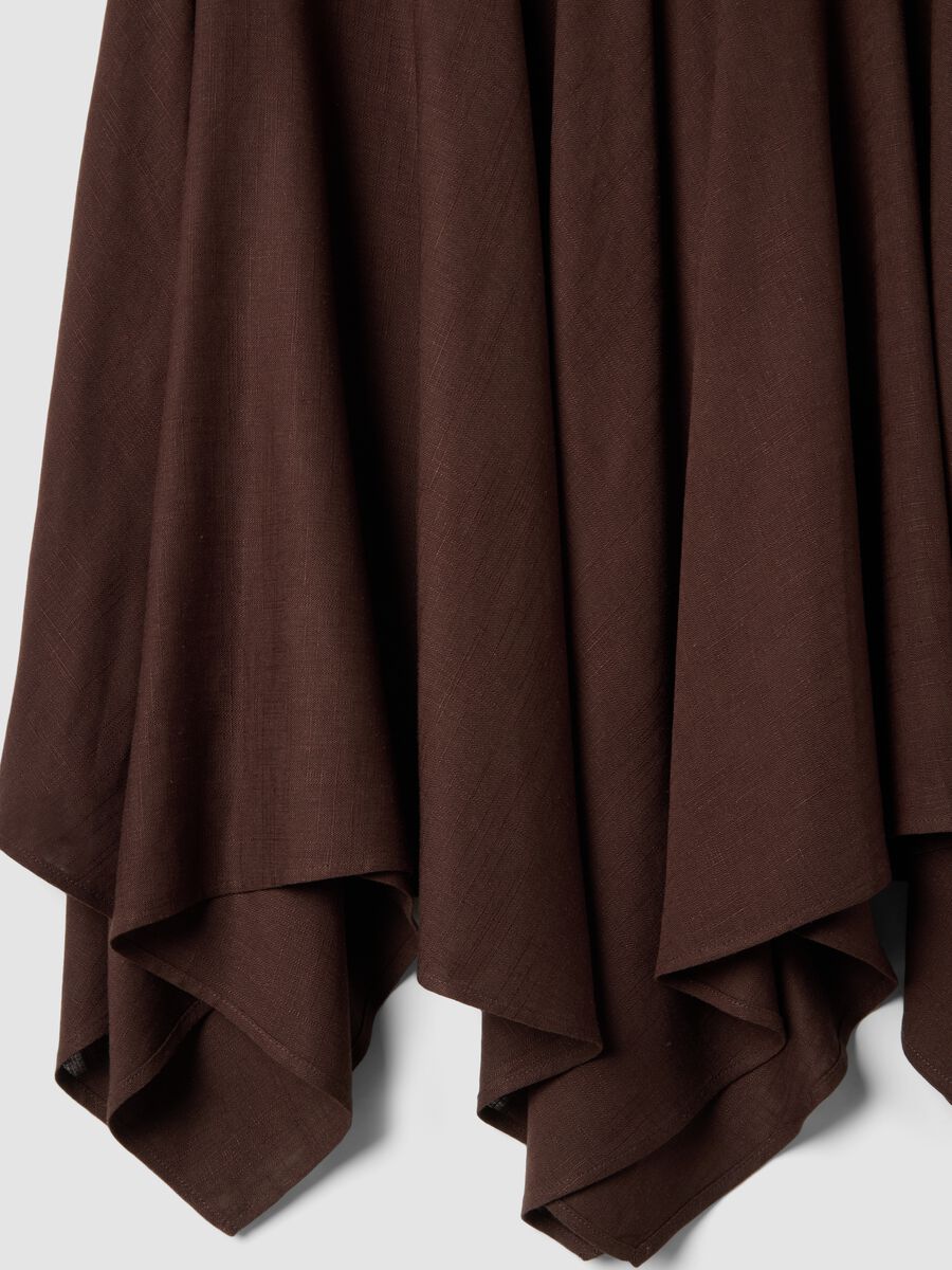 Flowing long brown viscose-linen blend skirt_5