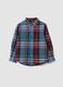 Camicia multicolor in puro cotone a quadri con collo classico button-down_0