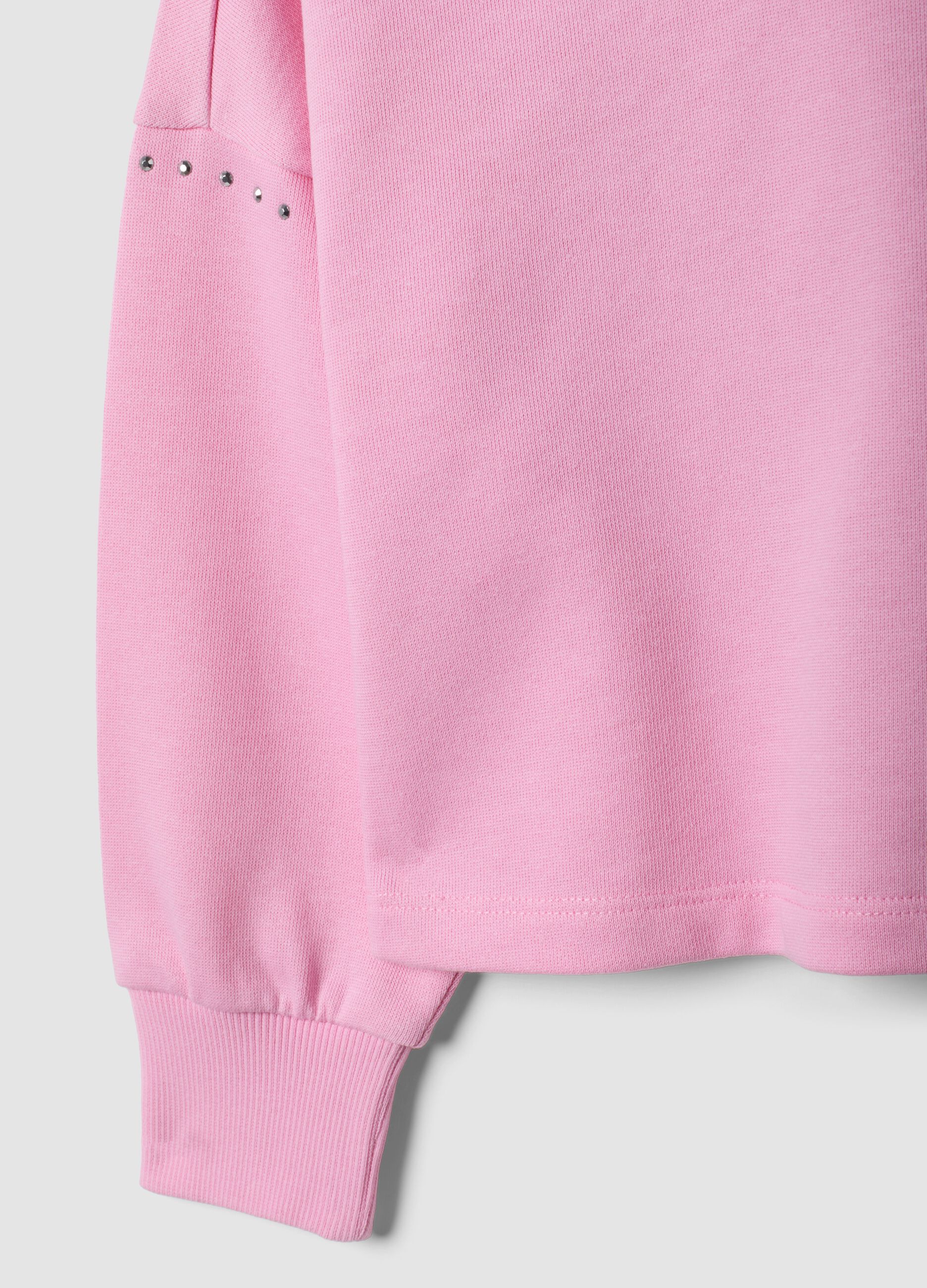 Rosa Hoodie aus reiner Baumwolle mit Strass f&uuml;r M&auml;dchen