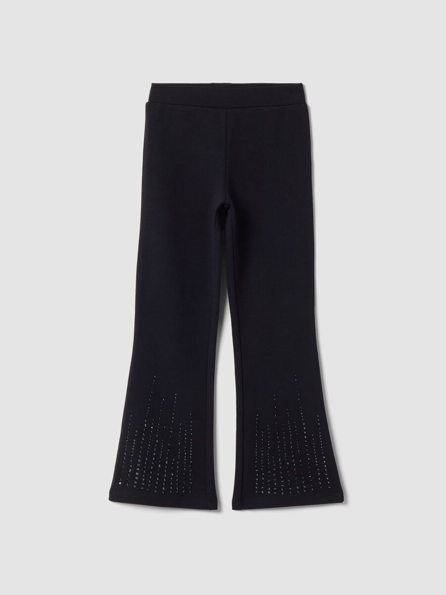 Leggings blu flare in cotone elasticizzato_0