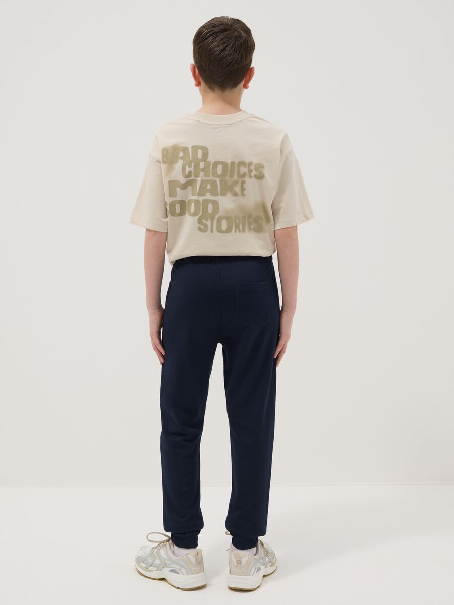 Boys&rsquo; blue cotton-viscose jogger trousers, regular fit_2