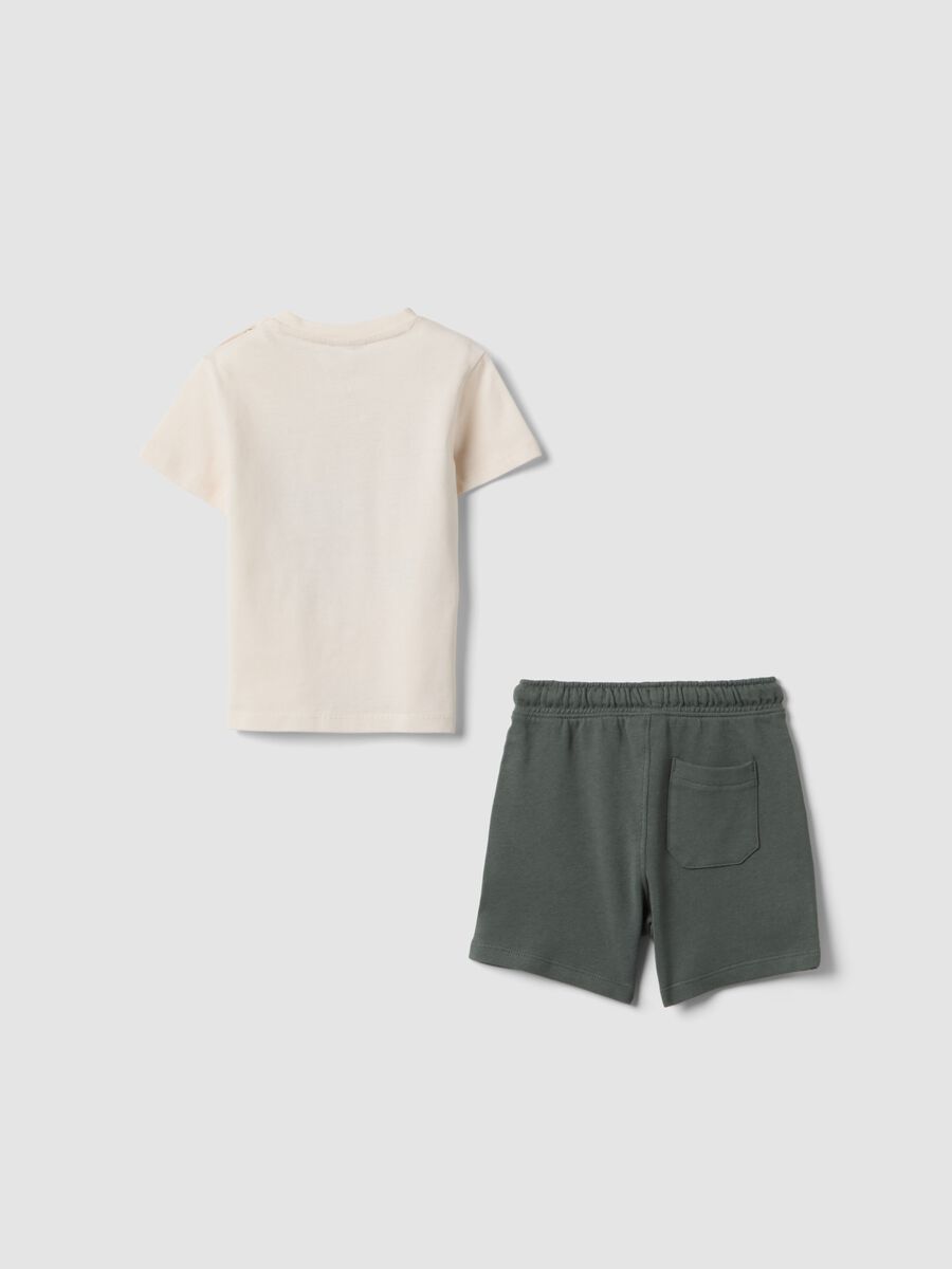 Beige pure cotton T-shirt and shorts set for baby boy, regular fit_1