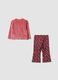 Pink stretch fabric set with crew neck_1