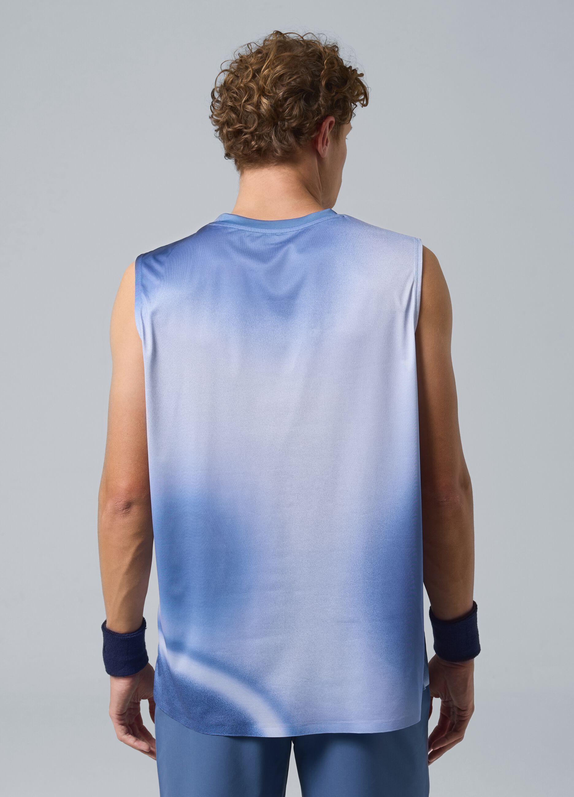 Hellblaues ALTAVIA COURT Tanktop aus Stretchmaterial mit Tie-Dye-Effekt